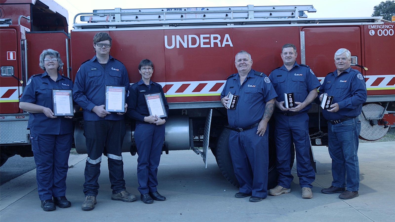 Award recipients from left, Carolyn Archibold, Will Archibold, Vicki Pell, Col Wilson, Adam Gordon, Dave Gordon